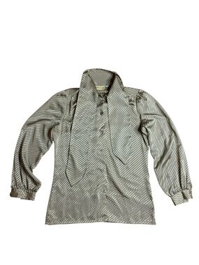 Vintage Gordon of Philadelphia Gold Satin Chevron Blouse Size 6